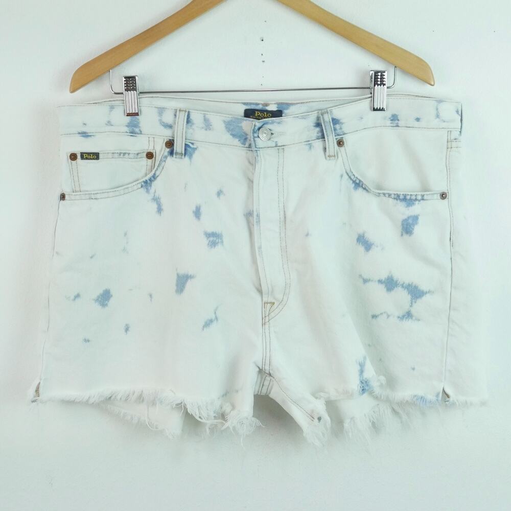 Polo Ralph‎ Lauren Boyfriend Shorts Size 32 Bleached Denim Jean Cutoffs Festival